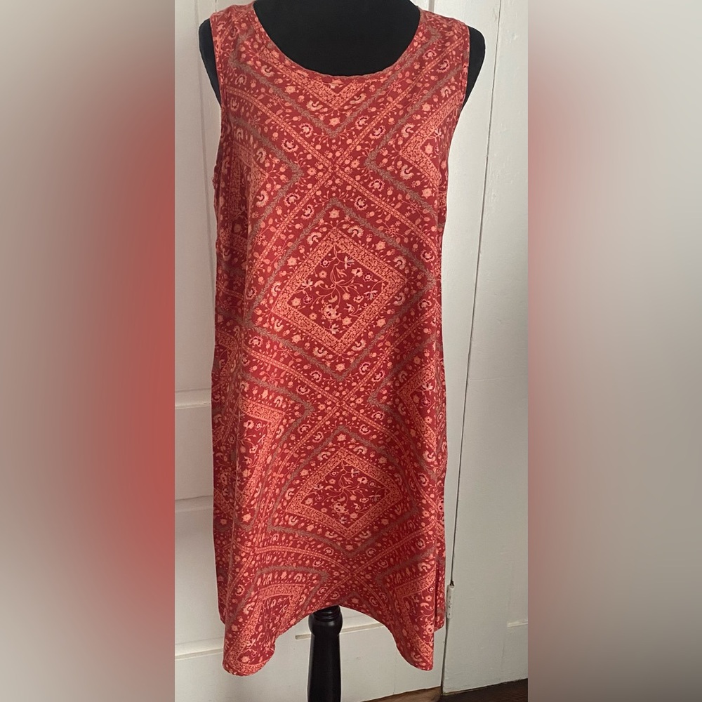 Aventura Eco Boho Patchwork Dress M | Sustainable Sleeveless Shift Dress